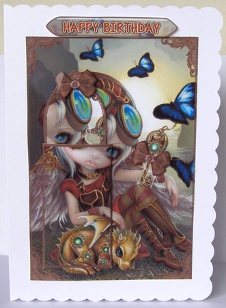 Strangeling Clockwork Steampunk Dragon Valentine bookmark card sheet by Margaret McCartney