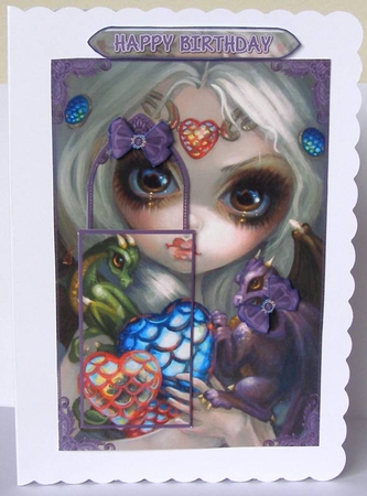 Strangeling Dragon hearts birthday bookmark card sheet by Margaret McCartney
