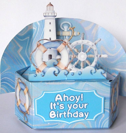 Ahoy! Its your Birthday - Hexagonal Pop Up Box  by Margaret McCartney