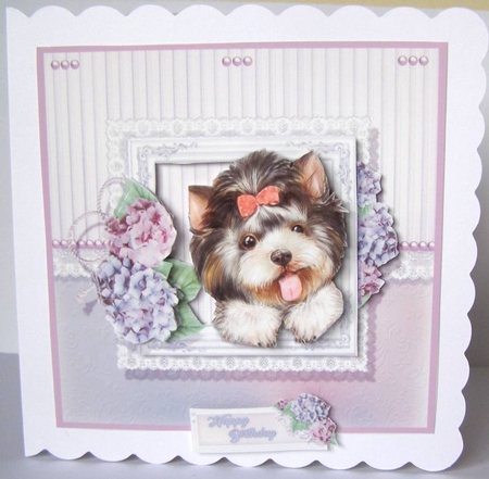 Fluffy Puppy  6 x 6  Card by Margaret McCartney