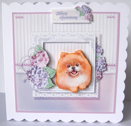 Pompom Puppy  6 x 6  Card by Margaret McCartney