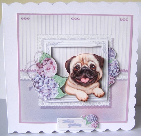 Pug Puppy  6 x 6  Card by Margaret McCartney