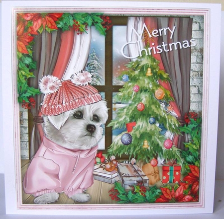 Gorgeous Westies Christmas Pink by Margaret McCartney