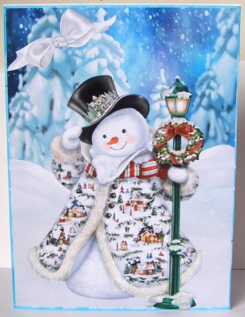 A lovely snowman in winter scene A4 by Margaret McCartney