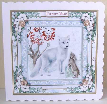 Christmas Love Winter Scene 7x7ins Topper 2 by Margaret McCartney
