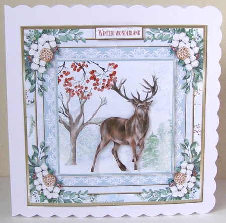 Christmas Winter Scene 7x7ins Topper 2 by Margaret McCartney