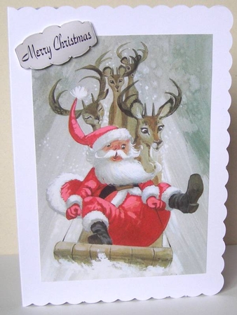 Lovely Christmas Snow Scene with santa sleigh A4 by Margaret McCartney