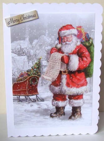 Lovely Christmas Snow Scene with santa and his list A4 by Margaret McCartney