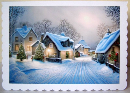 Snowy winter cottages set 3 by Margaret McCartney