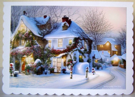 Snowy winter cottages set 3 by Margaret McCartney