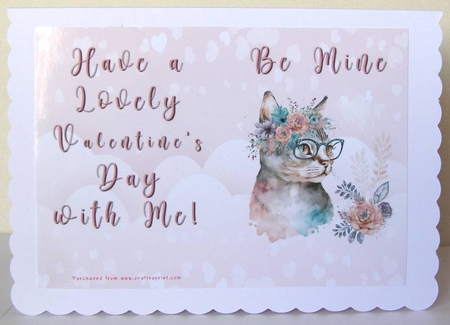No Cut Just Print Valentines Day Card - Be Mine - Cat by Margaret McCartney
