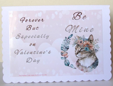 No Cut Just Print Valentines Day Card - Be Mine - Cat by Margaret McCartney
