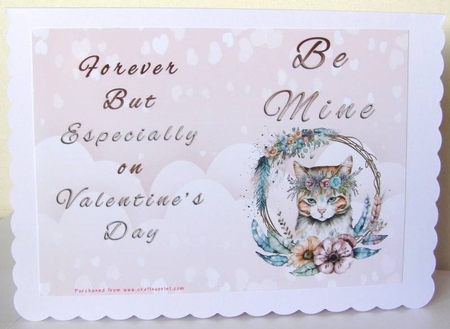 No Cut Just Print Valentines Day Card - Be Mine - Cat by Margaret McCartney