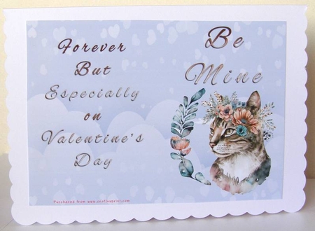 No Cut Just Print Valentines Day Card - Be Mine - Cat by Margaret McCartney