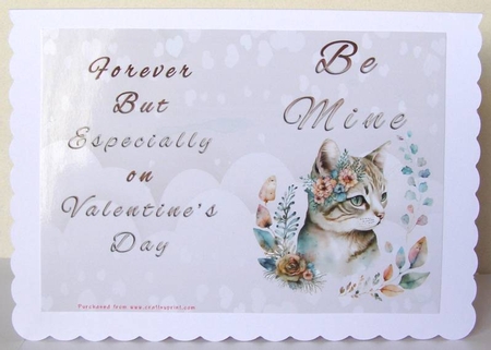 No Cut Just Print Valentines Day Card - Be Mine - Cat by Margaret McCartney
