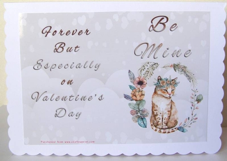 No Cut Just Print Valentines Day Card - Be Mine - Cat by Margaret McCartney