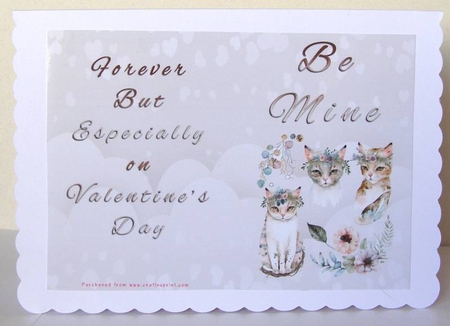 No Cut Just Print Valentines Day Card - Be Mine - Cat by Margaret McCartney