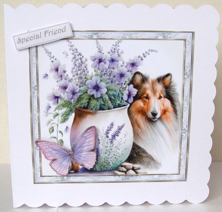 Rough hair collie and flowers toppers by Margaret McCartney