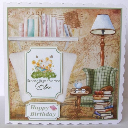 Reading themed card front 1 by Margaret McCartney