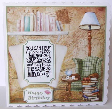 Reading themed card front 3 by Margaret McCartney