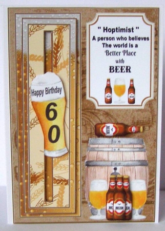 Hoptimist Beer Birthday penny slider card front by Margaret McCartney