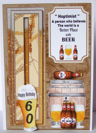 Hoptimist Beer Birthday penny slider card front by Margaret McCartney