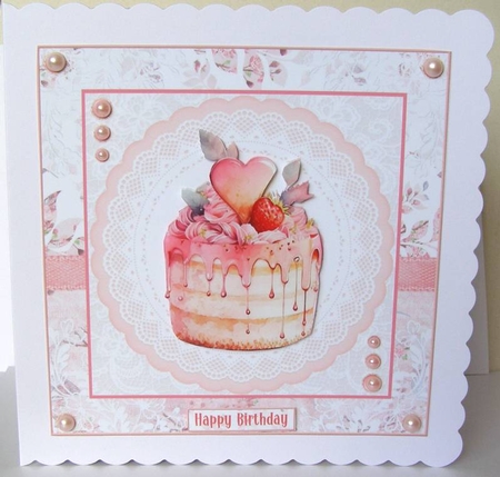 Delicious cake 8x8ins decoupage Topper 2 by Margaret McCartney