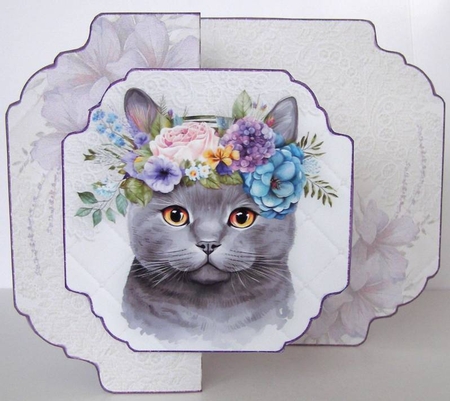 Cats & Flowers Fold Back Mini Kit   British Shorthair  by Margaret McCartney