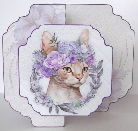Cats & Flowers Fold Back Mini Kit   Devon-Rex   by Margaret McCartney