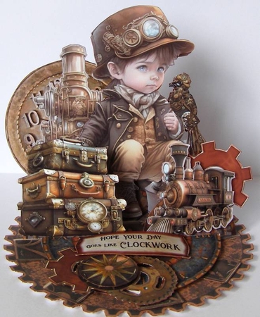 Steam Tinker 1 Triple Easel by Margaret McCartney