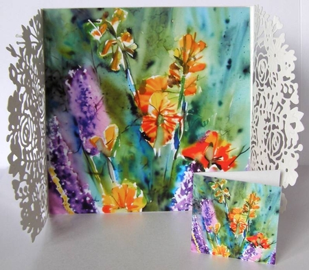 Impressionist Floral Cut and Fold Card 3 by Margaret McCartney