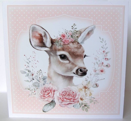 3 Floral fawn card front/toppers(n) by Margaret McCartney