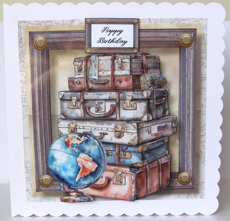 Vintage Travel - Suitcases & Globe 2 by Margaret McCartney