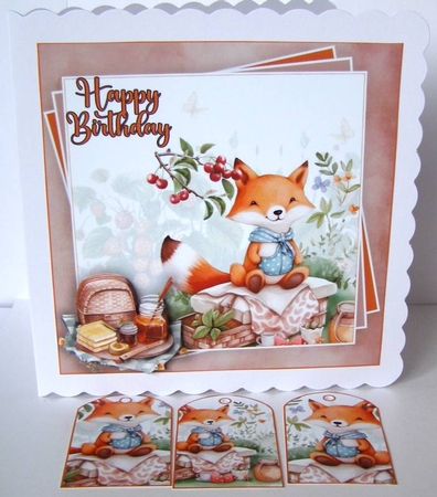Fox Picnic Mini Kit #1   **Includes card front with no text or decoupage**   by Margaret McCartney