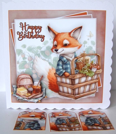 Fox Picnic Mini Kit #2   **Includes card front with no text or decoupage**   by Margaret McCartney