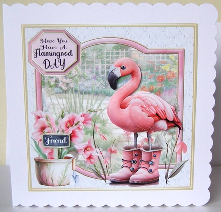 Hope you have a Flamingood......... (multi sentiment)card front 1 by Margaret McCartney