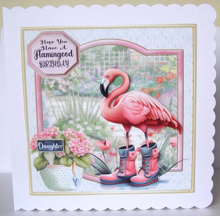 Hope you have a Flamingood......... (multi sentiment)card front 4 by Margaret McCartney