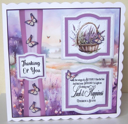 2 Panel lavender basket card front by Margaret McCartney