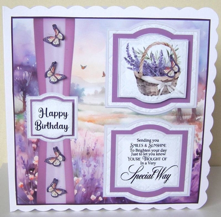 2 Panel lavender basket card front by Margaret McCartney