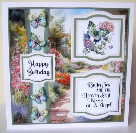 2 Panel green butterfly card front 1 by Margaret McCartney