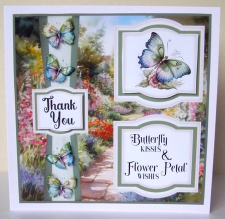 2 Panel green butterfly card front 1 by Margaret McCartney