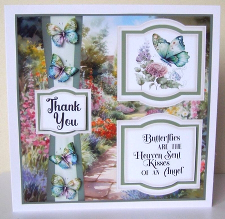 2 Panel green butterfly card front 2 by Margaret McCartney