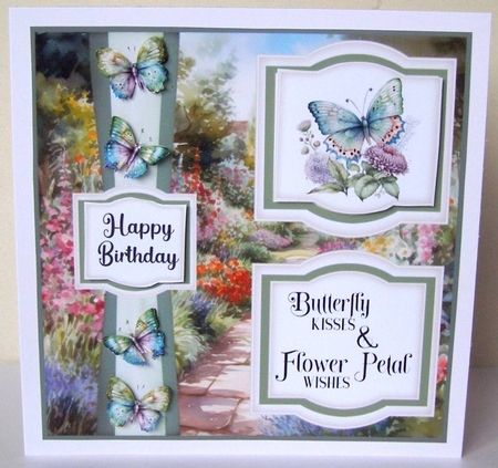 2 Panel green butterfly card front 2 by Margaret McCartney