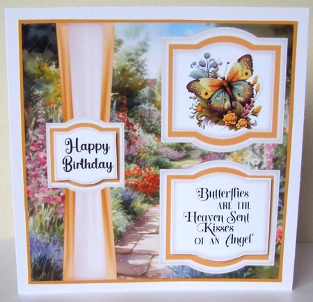 2 Panel orange butterfly card front 1 by Margaret McCartney