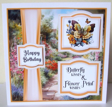2 Panel orange butterfly card front 1 by Margaret McCartney