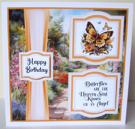 2 Panel orange butterfly card front 2 by Margaret McCartney