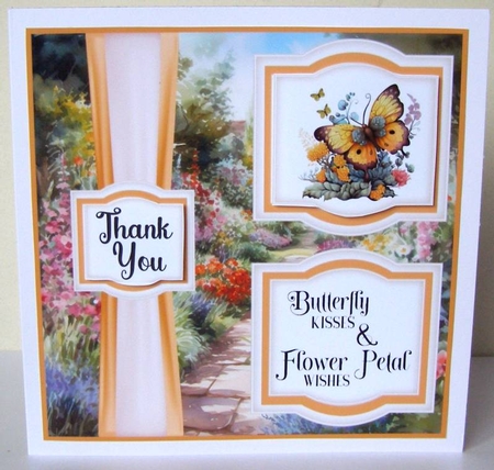 2 Panel orange butterfly card front 2 by Margaret McCartney
