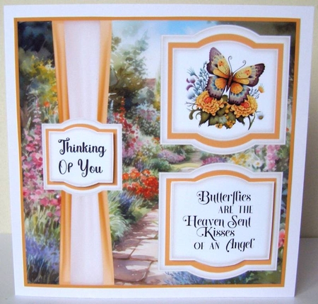 2 Panel orange butterfly card front 3 by Margaret McCartney