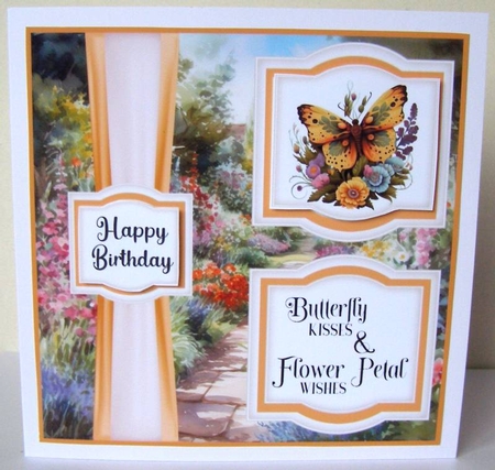 2 Panel orange butterfly card front 3 by Margaret McCartney