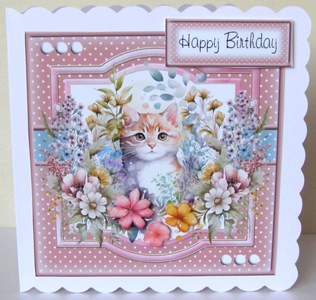 6x6 Cat and Flowers #4 by Margaret McCartney